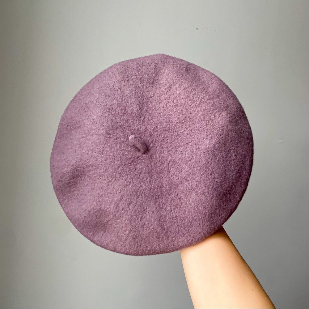 ❄️ Light Purple-Grey Wool Classic Preppy Minimalist Round Beret